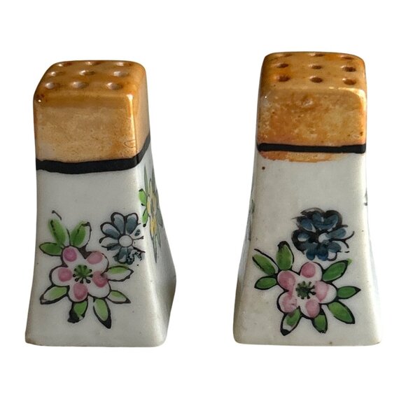 Vintage Mid Century Japanese Lusterware Mini Salt & Pepper Shakers - Picture 1 of 6